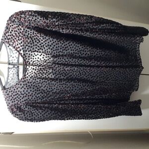 Valentine's Day RW&Co. Velvet Crimson Dot Blouse Like Roberto Cavalli